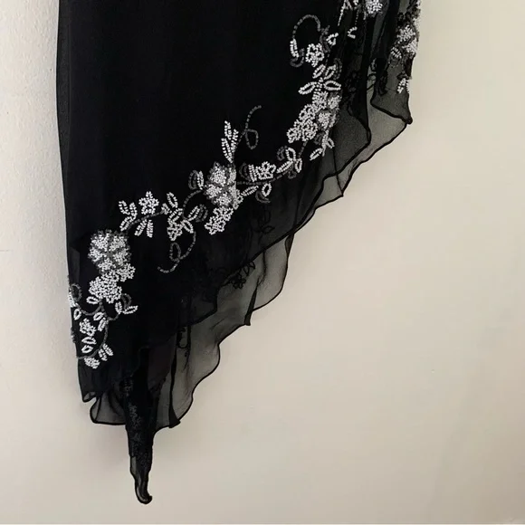 SOLD Stunning Vintage Y2K Asymmetrical Beaded Dress Cache Sz 6 - Picture 9 of 16
